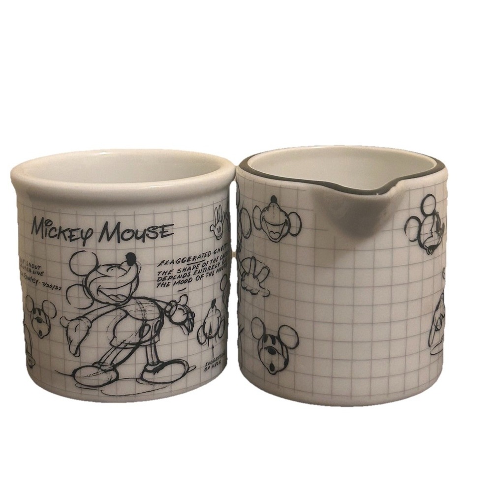 Disney Sketchbook Mickey Mouse Covered Sugar Bowl and Creamer Set